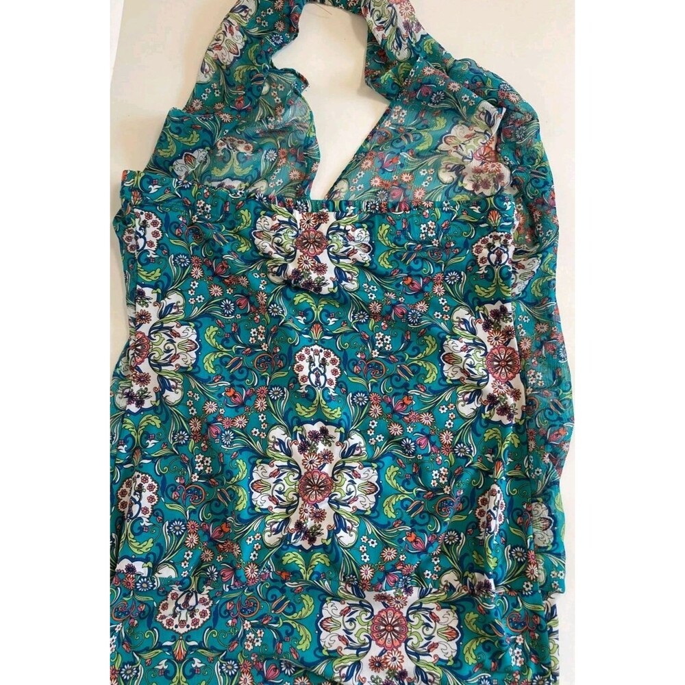 Bisou Bisou Blouse Womens M Mini Dress Floral Sleeveless Boho Summer Festival